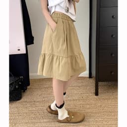 Summer Girls Chic Baggy A-line Skirts Female Korean Designer High Waist Skirts Women Fashion Classic Solid Mid-Long Dress