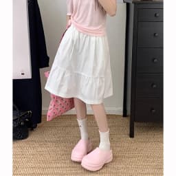 Summer Girls Chic Baggy A-line Skirts Female Korean Designer High Waist Skirts Women Fashion Classic Solid Mid-Long Dress