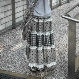 Plaid Wave Point Skirts Women Lace Patchwork Ruffles A-line Skirt for Women Harajuku All-match Falda Elegant Retro Sexy Mujer