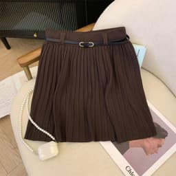 Autumn Winter Knitted Pleated Skirts Women Korean Fashion High Waist A-Line Skirts Ladies Elegant Streetwear Gray Mini Skirt