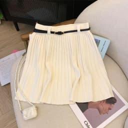 Autumn Winter Knitted Pleated Skirts Women Korean Fashion High Waist A-Line Skirts Ladies Elegant Streetwear Gray Mini Skirt