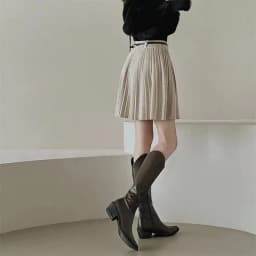 Autumn Winter Knitted Pleated Skirts Women Korean Fashion High Waist A-Line Skirts Ladies Elegant Streetwear Gray Mini Skirt