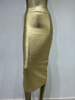 Chic and Elegant Women Elastic Bandage Skirts Gold Silver Bronzing High Waist Midi Celebrity Evening Club Party Long Skirt