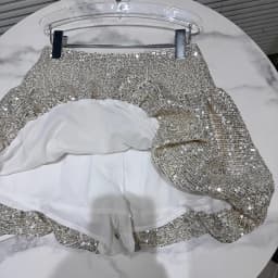 DEAT Fashion Women's Heavy Industry Sequins Skirts For Women Trendy Zipper Wrap Hip Ball Gown Skirt Female Spring New 11A02566