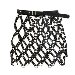 2026 Autumn New Pu Leather Skirt Women Sexy Diamond Grid Hollowed Out PU Skirt Outwear Nigh Club Lady Skirts Mini Mujer