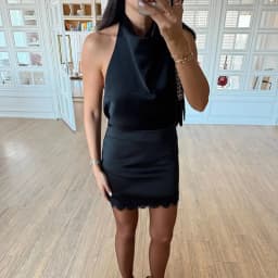HXAO Women's Black Skirt Lace Mini Skirt Shorts Woman High Waist Elegant Party Skort For Women New Year Sexy Short Skirt Pants