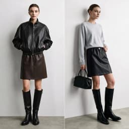 Amii Women's Faux Leather A-Line Mini Skirt Straight Fit Slimming Casual Commuter Minimalist Winter 2026 Mini Skirts 12624007