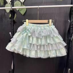Japanese Kawaii Lolita Style Y2k Mini Skirt Women Sweet Strawberry Print Ruffle Punk Cake Skirt Girl Cute Bow Skirt Faldas Mujer