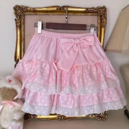 Japanese Kawaii Lolita Style Y2k Mini Skirt Women Sweet Strawberry Print Ruffle Punk Cake Skirt Girl Cute Bow Skirt Faldas Mujer