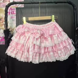 Japanese Kawaii Lolita Style Y2k Mini Skirt Women Sweet Strawberry Print Ruffle Punk Cake Skirt Girl Cute Bow Skirt Faldas Mujer