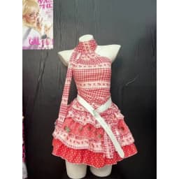 Japanese Kawaii Lolita Style Y2k Mini Skirt Women Sweet Strawberry Print Ruffle Punk Cake Skirt Girl Cute Bow Skirt Faldas Mujer