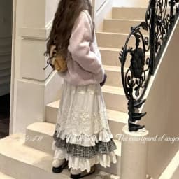 Women Sweet Vintage Mori Girl Style High Waist Splicing Plaid Long Skirt Winter New Korean Fashion Beige Lace Kawaii Maxi Skirts