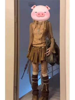 Brown Gauze Skirt Women's Spring 2026 Western Cowboy Sash Skirt Retro Commute Style High Waist A-Line Casual Skirts