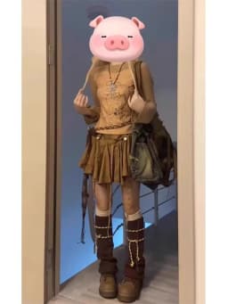 Brown Gauze Skirt Women's Spring 2026 Western Cowboy Sash Skirt Retro Commute Style High Waist A-Line Casual Skirts