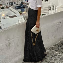 Skirts women 2026 casual spring autumn sequined floor-length skirt Europe America solid color long skirts women's clothing
