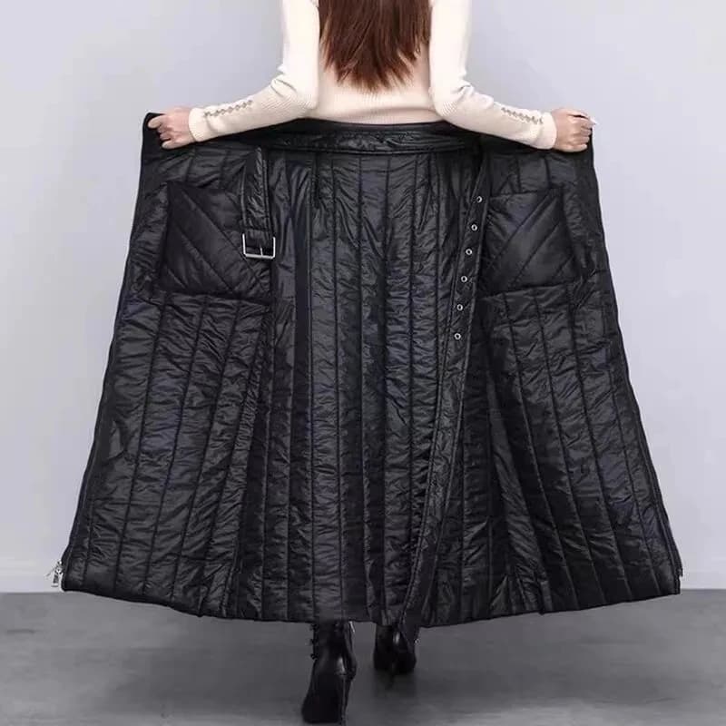 Thicken Down Cotton Skirts Women's Winter New Windproof Warm Black Puffer Skirts Elasticity High Waist Long Skirt Large Size 5XL