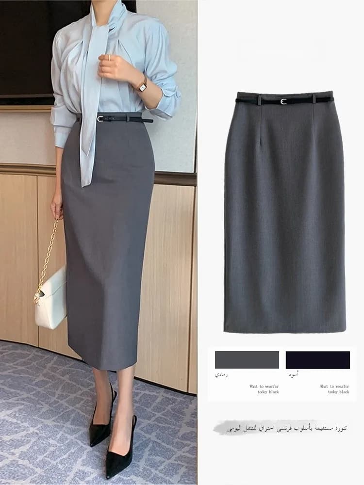Elegant High Waist Straight Leg Skirt Women's Spring Summer Fashion Tailored Skirt Slimming Korean Style Long Skirt