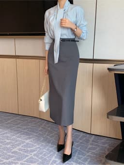 Elegant High Waist Straight Leg Skirt Women's Spring Summer Fashion Tailored Skirt Slimming Korean Style Long Skirt