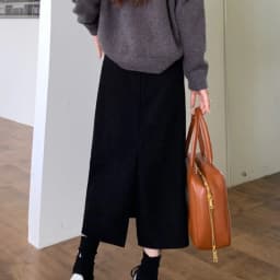 High Waist Slimming Retro Corduroy Midi Skirt Hip Concealing Straight Leg A- Line Wrap Around Skirt for Women Solid Color