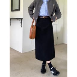 High Waist Slimming Retro Corduroy Midi Skirt Hip Concealing Straight Leg A- Line Wrap Around Skirt for Women Solid Color