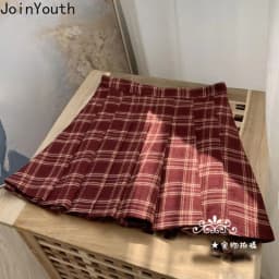 Vintage Skirts for Women 2025 Faldas Mujer De Moda Fashion Sweet Japanese Saia High Waist A-line Jupe Plaid Pleated Mini Skirt