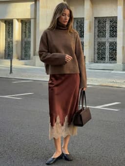 HH Women Lace Patchwork Midi Skirt Slim High Waist Satin Skirts Summer Trend Woman Elegant Evening Party Chic Skirts Mujer