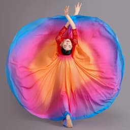 2025 Gradient Color Dance Skirt Eleganc Women's Square Dancing Perform Maxi Skirts Elastic-waist Big-hem Chiffon A-line Skirts