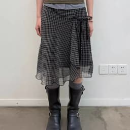 Aoaiiys Plaid Skirts Women High Waist Mesh Ruffled Skirt Fashion Irregular Design A-Line Skirt Summer New Vintage Korean Skirts