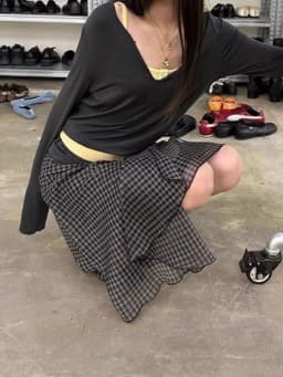 Aoaiiys Plaid Skirts Women High Waist Mesh Ruffled Skirt Fashion Irregular Design A-Line Skirt Summer New Vintage Korean Skirts