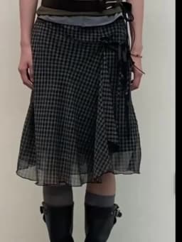 Aoaiiys Plaid Skirts Women High Waist Mesh Ruffled Skirt Fashion Irregular Design A-Line Skirt Summer New Vintage Korean Skirts