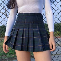 Y2K Harajuku Tartan Women Skirt Sexy Plaid Pleated Skirts Fashion Mini Tennis Skorts Side Button Faldas High Waist Jupe Female