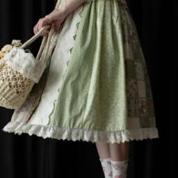 Matakawa Print Women Skirts A-line Sweet Vintage Spring Summer Green Faldas Mujer Japanese Style Ruffles Fashion Long Skirt