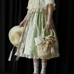 Matakawa Print Women Skirts A-line Sweet Vintage Spring Summer Green Faldas Mujer Japanese Style Ruffles Fashion Long Skirt