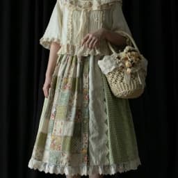 Matakawa Print Women Skirts A-line Sweet Vintage Spring Summer Green Faldas Mujer Japanese Style Ruffles Fashion Long Skirt