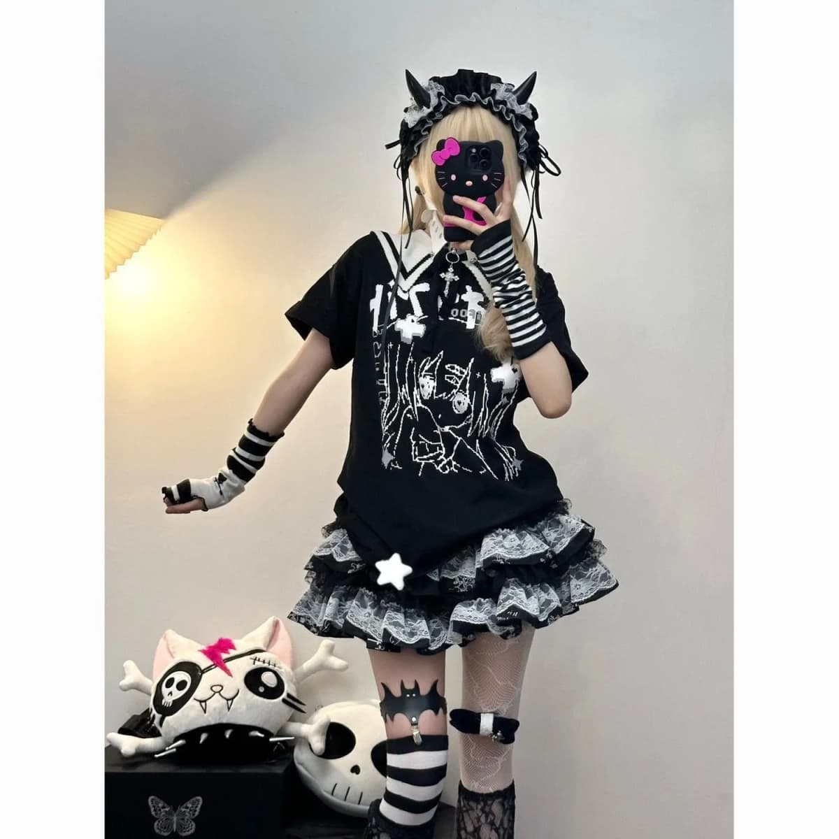 New Skirt Subculture Y2k Japanese Miniskirt Black Punk Harajuku Retro Mini Dress Party Skinny Lace Layered Puff A-line Skirts