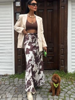 Animal Print Satin Skirt Women Fashion Ruffles Midi Skirts With Belt Casual Women's Skirt 2025 High Street Elegant Long Skirts