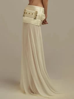 TWOTWINSTYLE Elegant Spliced Sequined Long Skirts for Women High Waist Patchwork Belt Temperament Skirt Female Fashion Clothing