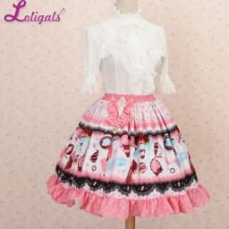 Sweet Pink Ruffles Lolita Skirts Short A-line Japanese Style Elastic Waist Skirt