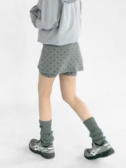 2026 New Polka Dot Grey Elastic Sporty Skirt Hot Pants High Waist Wide Leg Pants Casual Low Waist Polyester Blend Skirt