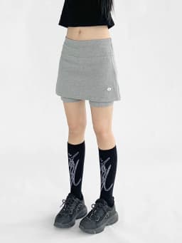 2026 New Polka Dot Grey Elastic Sporty Skirt Hot Pants High Waist Wide Leg Pants Casual Low Waist Polyester Blend Skirt