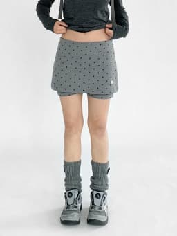 2026 New Polka Dot Grey Elastic Sporty Skirt Hot Pants High Waist Wide Leg Pants Casual Low Waist Polyester Blend Skirt