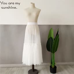 2020 Women Sexy Mesh Transparent Long Tulle Skirt Korean Fashion Summer Ladies Elastic High Waist Black White Beach Midi Skirt