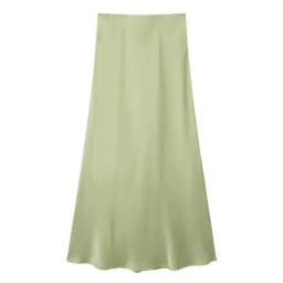 Silk Satin High Waist Slimming Casual Midi Skirt Pure Color Spring 2025 Women's Faion f-length A-line Skirt