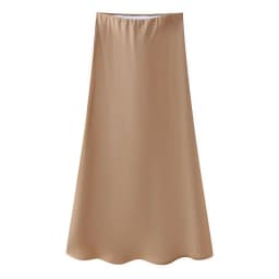 Silk Satin High Waist Slimming Casual Midi Skirt Pure Color Spring 2025 Women's Faion f-length A-line Skirt