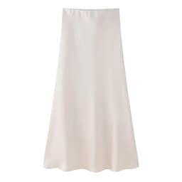 Silk Satin High Waist Slimming Casual Midi Skirt Pure Color Spring 2025 Women's Faion f-length A-line Skirt