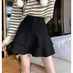 Retro Brown Corduroy Mini Skirt for Women Autumn Winter High-waisted A Line Ruffle Skirts Women Anti-Glare Cake Puff Skirt