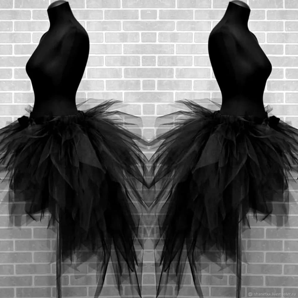 Real Image Gothic Black Ruffles Ruched Short Tutu Tulle Skirts Girls Mini Detachable Train Women Tulle Maxi Skirt