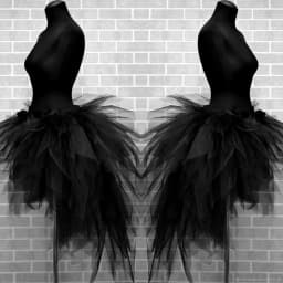 Real Image Gothic Black Ruffles Ruched Short Tutu Tulle Skirts Girls Mini Detachable Train Women Tulle Maxi Skirt