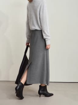 AMII Minimalist Double-sided Woolen Skirt For Women Elegant Commuter Skew Piece Slit High Waist 2025 Winter Midi Skirt 12444072