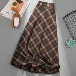 High Waist Plaid  Skirt Women's Fashion Spring Autumn Seasonal Special Sale Slimming A-Line Skirt Chinese Production